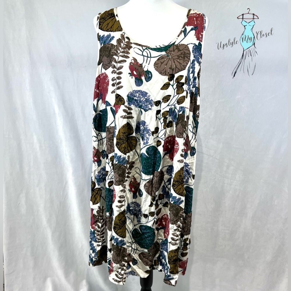 Emery Rose sleeveless leaf print babydoll dress size 3XL